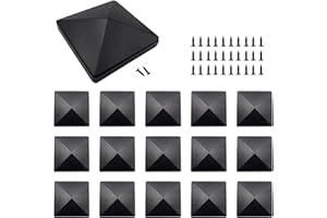 GUANICI 16 Pieces Fence Post Caps 4 inch Square Column Cap Fence Caps Caps for Wooden Posts Fence Post Caps Fence Cap Fence Post Caps Black for Fences Posts Railings Steel Pipes
