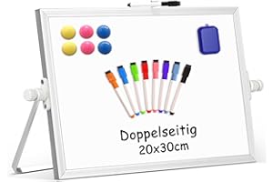 ‎DOLLAR BOSS DOLLAR BOSS Whiteboard Klein 20x30cm Magnettafel Klein Mini Whiteboard A4 für Kinder Doppelseitiges Magnettafel mit Ständer, Magnetisch Whiteboard White Board Trocken Abwischbar, Küche Schule Büro