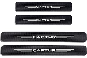 HUIANPEN 4 Pezzi Fibra di Carbonio Battitacco per Auto Sticker, per Ren-Ault CAPTUR, Pellicola del Protezione Davanzale Portiera Auto Anti-Graffio Scuff Adesivi Decorativi Accessori,White