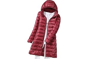 PEUIGNAO Plumifero Ultraligero Mujer Largo Chaqueta Plumas Ligeros Mujer Capucha Invierno Plumífero Ligero Mujer Talla Grande Anorak Mujer Plumon Puffer Down Jacket Plumiferos Largos Abrigo Cazadora Plumas