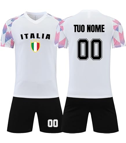 T-Shirt Uomo Maglia Bianca/Blu Italia Numero 17 per Veri
