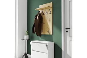 AKKE Maxi Appendiabiti Ingresso Moderno da Parete Muro Guardaroba 90cm x 60cm Rovere Artigianale/Chr.