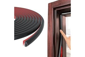 Esufeir 8M Black D-Shape Rubber Door Seal Upvc Window Weather Stripping Replacement for 2.5-6mm Gap,Self Adhesive PVC Sound Proofing Door Frame Strip Draft Excluder,Insulation Tape Noise Wind Blocker