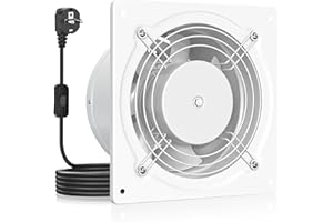 HG Power Extracteur d'air 150mm - 525m³/h Salle de Bain Silencieux avec Clapet antiretour, Interrupteur, Prise, 38W Ventilation industriel pour Fenêtre Mural Plafond VMC, Blanc