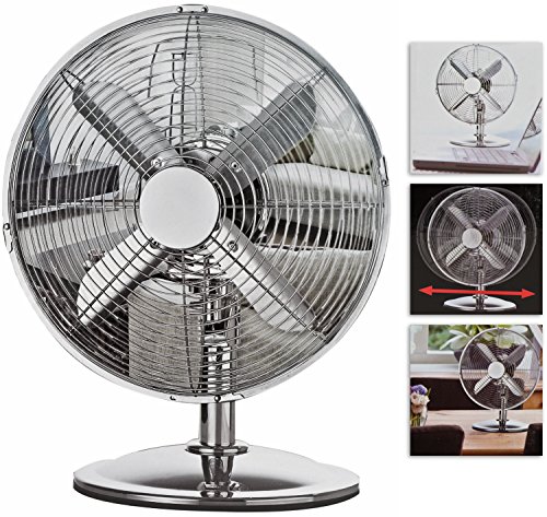 Luxus Metall Tischventilator Ventilator ca. 30cm Höhe 35cm 220V 35 Watt Hochglanzpoliert 3 Luftstufen SchwenkfunktionKühler Raum-Lüfter Luft-Erfrischer Lüftung - 2
