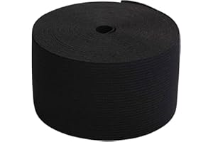 Trimming Shop 75mm (3 Inch) Wide Flat Elastic Band, Stretchable Waistband Tape Elastic Cord for Sewing Clothing, Garments, Dressmaking, DIY Craft Projects, Black, 1 Metre