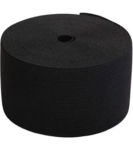 sourcing map Elastici per cucire, 18 mm, 45 m, bobina elastica nera ad alta elasticità per parrucche, cinture, pantaloni