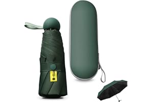 Sykrawki Paraguas Plegable Ultra Compacto para Viaje - Portátil, 8 Costillas Resistente al Viento | Protección UV 99% Impermeable | Unisex para Hombres y Mujeres