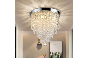 Depuley Lampe de Plafond Lustre Cristal K9 Design Moderne, Applique Plafonnier pour Salon Chambre à Coucher Salle à Manger et Couloir, Cuisine, Hall, Chambre, Salon,300mm,Ampoules G9*4 Non Inclus.