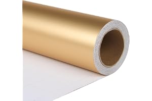 ZINTBIAL Metallic Gold Wrapping Paper Roll with Cut Lines - Solid Gold Holiday Gift Wrap for Graduation, Birthdays, Baby Shower, Wedding, Christmas - 17.5 in x 33 ft (48 sq. ft), Easy to Cut