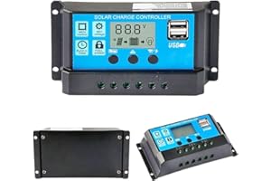SOGTICPS 10A Solar laderegler 12V/24V Solar laderegler Solarmodul Batterie intelligenter Regler mit 5V Dual USB Schnittstelle LCD Display