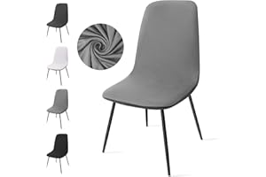 Eozakavod Housse de Chaise Extensible 4 pièces, Housse de Salle à Manger Amovible Lavables Couverture de Chaise Revêtement de Chaise pour Salle à Manger,Hôtel,Décor,Mariage(C-Gris, 4 Pièces)