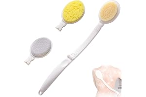 Acboor Cepillo Espalda Ducha, 3 en 1 Cepillo Ducha Espalda Plegable 1 Cepillo Espalda Mango Largo con 2 Almohadillas Intercambiables Elimina la Piel Muerta y Mejora la Circulación Sanguínea