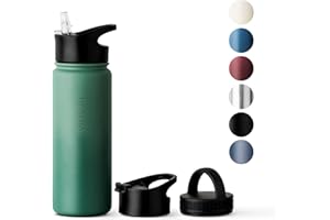 Vinsun Botella Agua Acero Inoxidable 500ml - 3 Tapas - sin Fugas, sin BPA, Caliente y Frío - Cantimplora Termica para Deporte, Colegio, Gimnasio, Bicicleta, Oficina