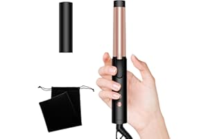 ATOPSKINS Rizador Pelo Ondas 25mm, Plancha Rizador de Pelo, Mini Plancha Rizadora de CeráMica, Tenacillas para Rizar el Pelo, Rizadores para Cabello Corto y Largo, 3 Temps Ajustables, Doble Voltaje (Negro Rosa)