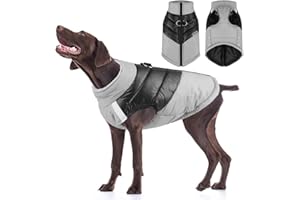 TOPSOSO Cappotto impermeabile per cani, giacca calda invernale, gilet antivento per cani per cani di media taglia con striscia riflettente di sicurezza e imbracatura D-Snap, Grigio 5XL