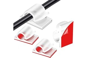 DEKUKAR 40pcs Clear Cable Clips - Self Adhesive Wire Organiser, Outdoor/Indoor Light Wire Clips Cable Tidy Hooks Cord Organiser Holder Cable Management for Home Office Christmas Decorations Fairy Light