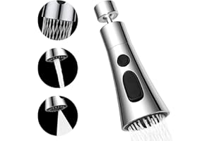 LUNRIWIS Kitchen Tap Spray Head, 360° Swivel Spout, Kitchen Sink Tap Spray Head Attachment with 3 Modes,Tap Adapter for Kitchen Sink,Tap Adapter Accessories for 22mm Faucet, G1/2 Silver