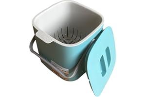 Oursouion Kitchen Compost Bin with Handle,Food Waste Compost Caddy,Countertop Composter for Organic Waste 7L, Recycling Food Scrap Pail-Removable Sieve and lid