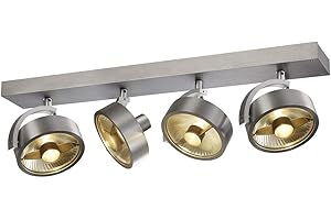 ‎SLV SLV Wand- und Deckenaufbauleuchte KALU CW / Decken- und Wand-Beleuchtung innen, Aufbau-Leuchte, Wandaufbauleuchte, Decken-Strahler / GU10 75.0W aluminium gebürstet, 4 strahler, 1002025