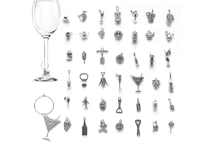 CNYMANY 50/40/30/20 pièces Charmes de Verre à Vin, Étiquettes de Marqueurs de Boisson de Gobelet avec Boucle Conception pour Cocktail Champagne Faveurs de Soirée Dégustation Fournitures de Décoration Cadeaux
