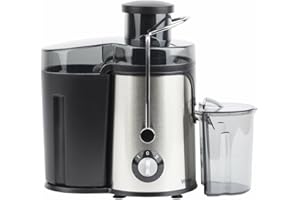 H.KOENIG Winkel Extracteur de Jus de fruits et légumes vertical compact 1.2L SX9, Acier Inoxydable, Centrifugeuse Sans BPA, Rotation Lente 2 Vitesses, Puissante 400W, Système Anti-gouttes