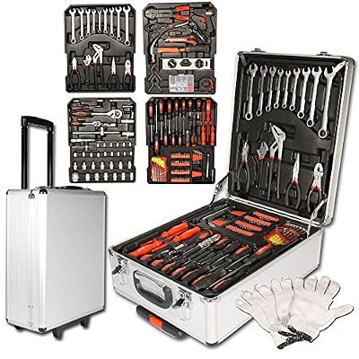 Arebos Boîte à outils 599 pièces Boîte à outils Coffret à outils Set à outils