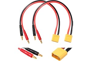 YIXISI 2 Pièces XT90 à 4.0 Banane Plug RC Câble de Charge de la Batterie, Connecteur XT90 à 4mm Fiche Banane avec 30cm 12AWG Câble en Silicone, pour RC Hélicoptère Quadcopter Lipo Batterie