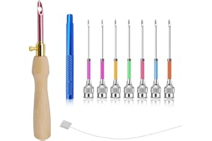 0XBIT Punch Needle Kit, Regolabile Punch Needle, 7 Taglie Punch Needle Kit Completo, con Scatola Portaoggetti, Adatto per Bricolage, Cucito, Ricam