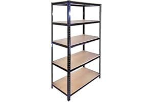 The Shopfitting Shop 5 Tier Boltless Garage Shelving Workshop Storage Racking Shelves Heavy Duty Metal 1800 x 900 x 400