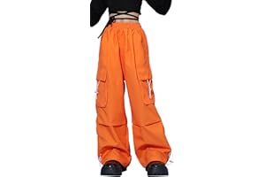 Maeau Girls Baggy Cargo Trousers Hip Hop Dance Bottoms Kid Y2K Vintage Joggers Athletic Sweatpants Loose School Pant for 3-16 Years