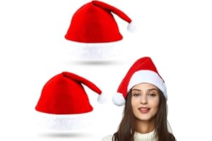 Atuoxing 2/3 Pezzi Cappello Babbo Natale, Cappello di Natale in Peluche, Cappello da Babbo Natale per Adulto, Cappelli Natalizi per Decorazioni Natalizie