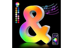 KANGTAIXIN Letra Luminosas Mayúscula con USB, Letras de Luces LED Iluminadas Control APP, Luces Etras de neón, Luces de Noche para Pared, Fiesta de Cumpleaños, Navidad, Decoración de Boda, Letras - &