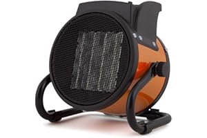 Orbegozo FHR 2040, calefactor eléctrico, cerámico profesional, 2000 W, 2 potencias de calor, control ajustable temperatura, protección contra sobrecalentamiento, posición ventilador, color rojo