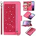Produktbild Nadoli Hülle Handyhülle für Huawei P20 Pro,PU Lederhülle Glitzer Magnetverschluss Kartenfächern Standfunktion Cover Brieftasche Flip Wallet Cover für Huawei P20 Pro,Rose Rot