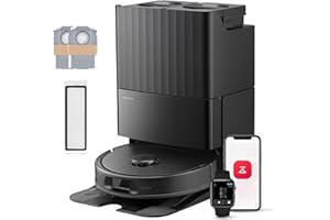 roborock QV 35S Robot Aspirateur Set, 10 000 pa d'Aspiration, Double Système Anti-Enchevêtrement, Deux Balais Relevables 10mm, Technologie RéActive & Navigation PreciSense LiDAR, Station Tout-en-Un