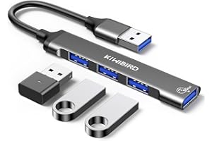 KiWiBiRD Ultra cienki koncentrator USB z wieloma portami (1 USB 3.0, 3 USB 2.0), przedłużacz rozdzielacza USB do laptopa, MacBooka, komputera stacjonarnego, kompatybilny z drukarką flash, klawiaturą,