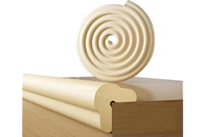 FOZOBAIY Ecken- & Kantenschutz,Selbstklebender Tischkantenschutz mit 4 Eckenschützern | 2m Schaumstoff-Schutzleiste, Stoßsicher, Kindgerecht (Baby, Kinder, Familie) (Cremefarben)