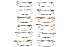 RHQFDM 12 Pcs Friendship Bracelet Adjustable Handmade Braided Bracelets Boho Bracelets Friend Bracelet Wrist Cord Anklets for Kids Girls Birthday Christmas Valentine Thanksgiving Favors