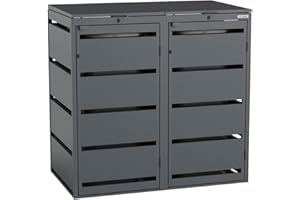 BIO Stefan Dagobert Set di 2 box per bidoni della spazzatura da 120 litri | robusto rivestimento per bidoni della spazzatura | box per bidoni della spazzatura, casetta per bidoni della spazzatura