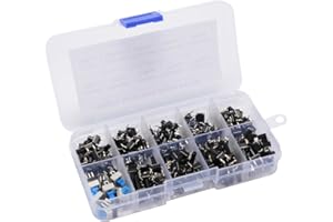 SUN3DRUCKER 180pcs 10 Types Tactile Push Button Switch Micro Momentary Tact Assortment High Precision Kit 6x6x5mm-6x6x14mm