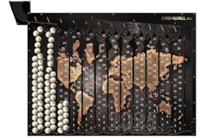 ‎CASHWALL Cashwall Money Box for the Whole Year, 365 Coins, Money Saving Challenge, Wall Money Box, 365 Days, 2 Euros, 2025 Calendar, Payment when Fully Filled, for Hanging, for Adults and Children