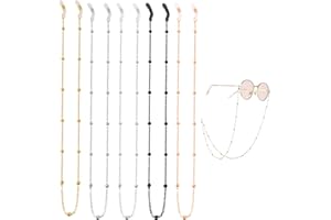 YuZhou 5Pcs Glasses Chain Sunglasses Chain Gold Eyeglass Chains Silver Long Strap Beaded Spectacles Cord Lanyard Strap Glasses String Eyewear Reading Retainer for Men Women