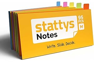 ‎STATTYS Stattys Notes selbstklebende Haftnotizen Moderationskarten, 5 Blöcke je 20 x 10 cm, Farbmischung