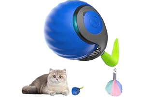 Eznaobo Balle interactive pour chat, queue remplaçable, balle intelligente 2 vitesses, jouets électriques automatiques intérieurs, jouets mobiles irréguliers rechargeables