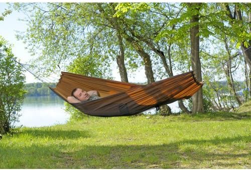 Hammock Contemporary Style Moskito Outdoor Garden Hanging (Color: Orange, Capacity weight of 150 kgs)