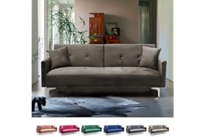 Produce Shop Divano letto moderno 3 posti design clic clac in tessuto velluto Villolus - Beige