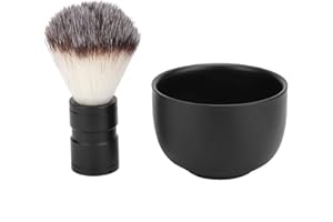 BORDSTRACT Zestaw pędzli do golenia, 2 szt. Miska do golenia na mydło ze stali nierdzewnej Włosie borsuka Zestaw pędzli do golenia brody Pędzel z borsuka dla mężczyzn Mąż tata(2Pcs Set)