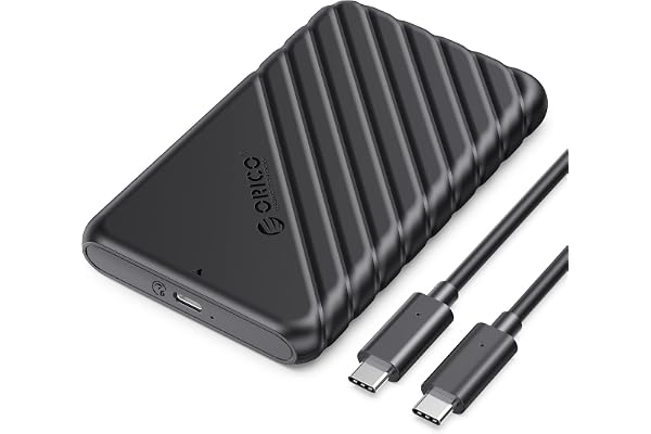Boitier Disque Dur 2.5, ORICO 6Gbps USB C 3.1 Gen 1 Boitier Externe Disque pour SATA HDD et SSD de 2,5'' et 7/9.5 mm, accélération UASP, Trim, sans Outils(Noir-ABS-25PW1C-C3)