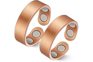 Jeracol Lot de 2 anneaux magnétiques en cuivre avec aimants puissants (chacun jusqu'à 3500 gauss), anneaux magnétiques en cuivre au design unique pour femme, anneaux réglables en cuivre avec une boîte